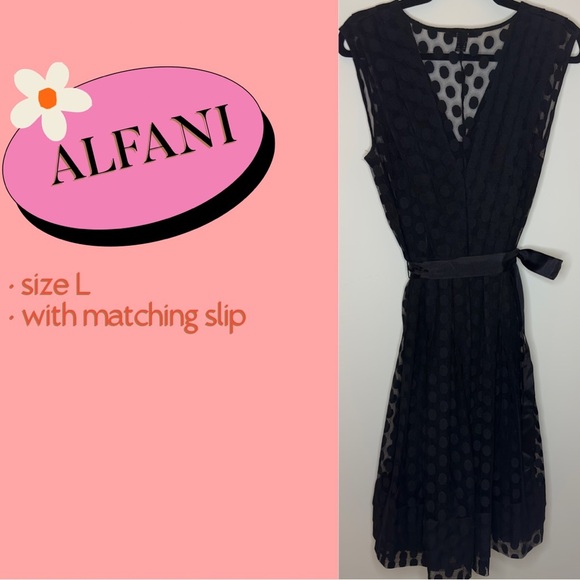 ALFANI Size Large Black Cocktail Dress with Matching Slip - Picture 2 of 3
